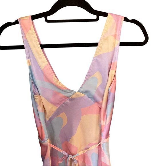 Peppermayo Psychedelic Rainbow Retro Audrey  Mini Slip Dress SZ 4 Pastel Pink - Picture 3 of 12